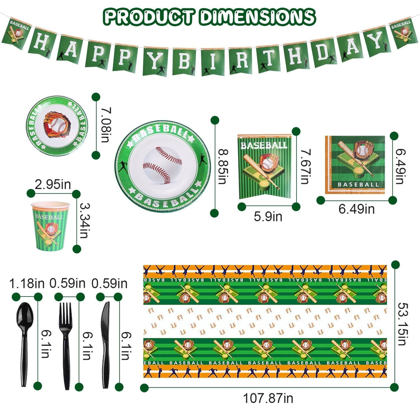 Skorter | 171-pieces: Baseball birthday party disposable tableware set