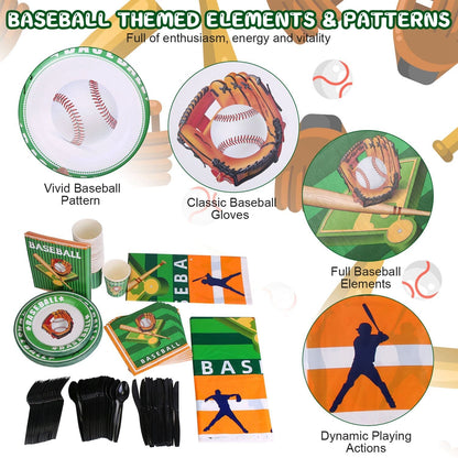 Skorter | 171-pieces: Baseball birthday party disposable tableware set