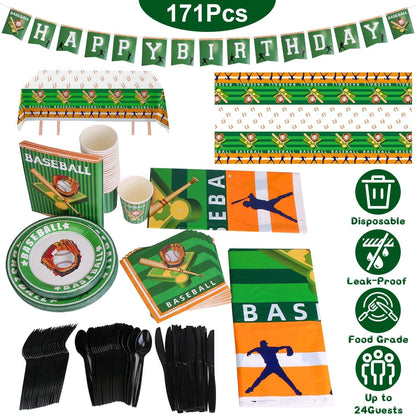 Skorter | 171-pieces: Baseball birthday party disposable tableware set
