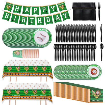 Skorter | 171-pieces: Baseball birthday party disposable tableware set