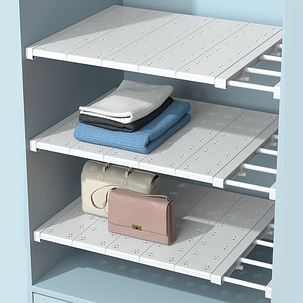 Skorter | FlexRack - Adjustable Wall-Mounted Storage Shelf with Retractable Tension Rod