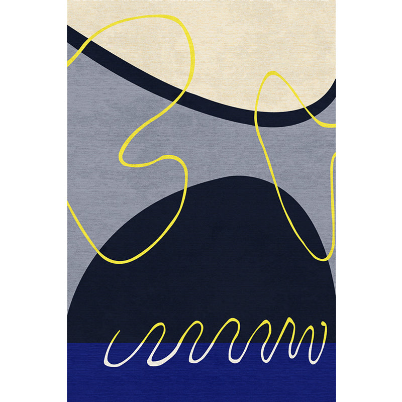 Skorter | Blue and Green Abstract Carpet Polyester Modernist Carpet Washable Pet-Friendly Area Rug for the Living Room