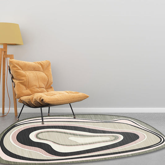 Skorter | Casual Irregular Novelty Rug in Ivory Color Block Pattern Rug Polyester Non-Slip Rug for Home Decor