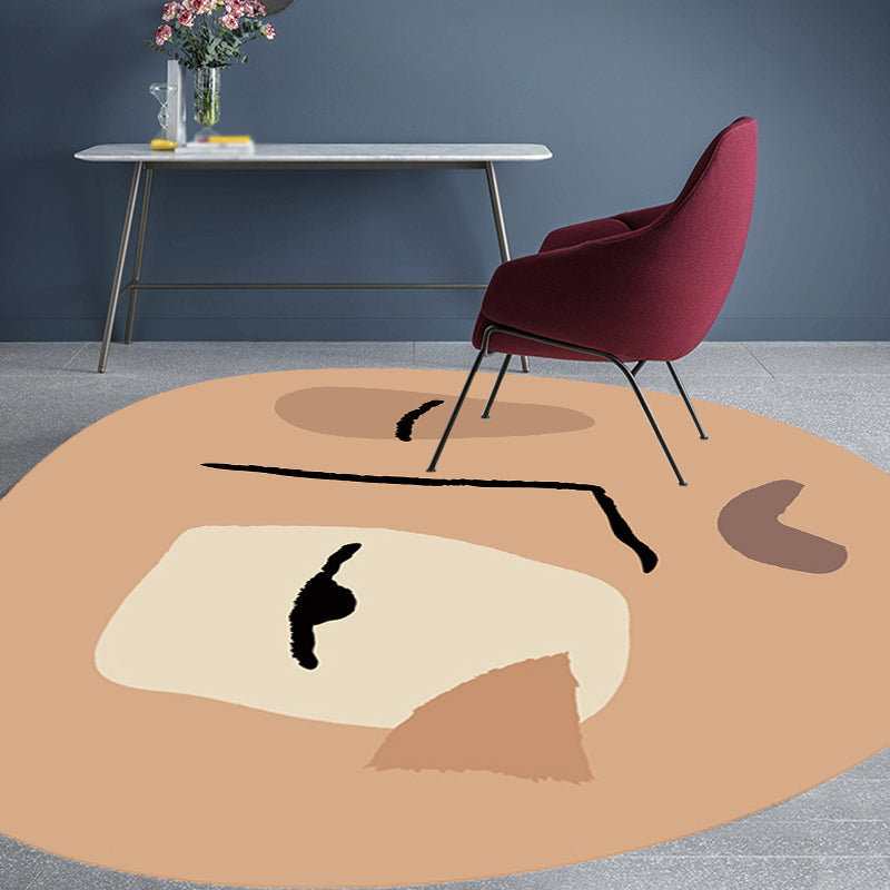 Skorter | Brown irregular bedroom rug novelty abstract painting pattern area rug polyester pet-friendly rug