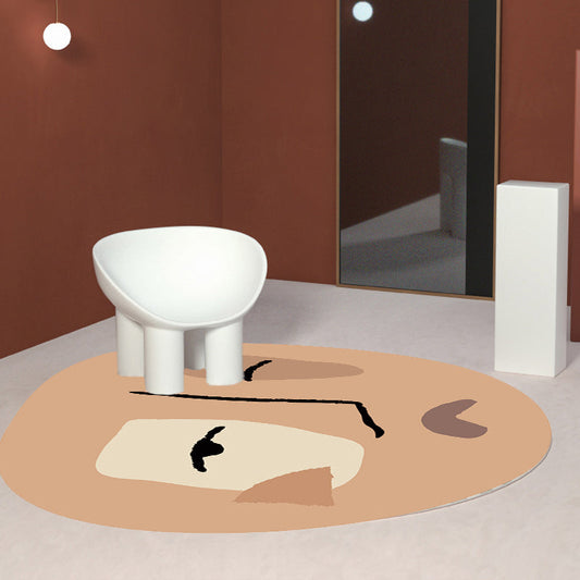 Skorter | Brown irregular bedroom rug novelty abstract painting pattern area rug polyester pet-friendly rug