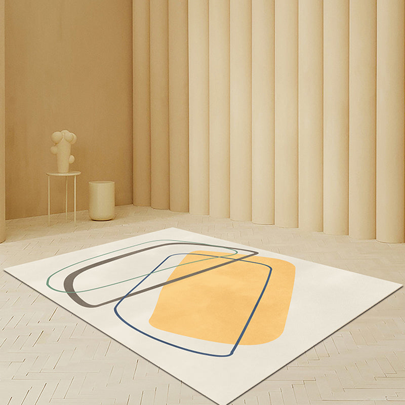 Skorter | Beige Abstract Carpet Polyester Modern Carpet Nonslip Background Pet-Friendly Area Rug for Living Room