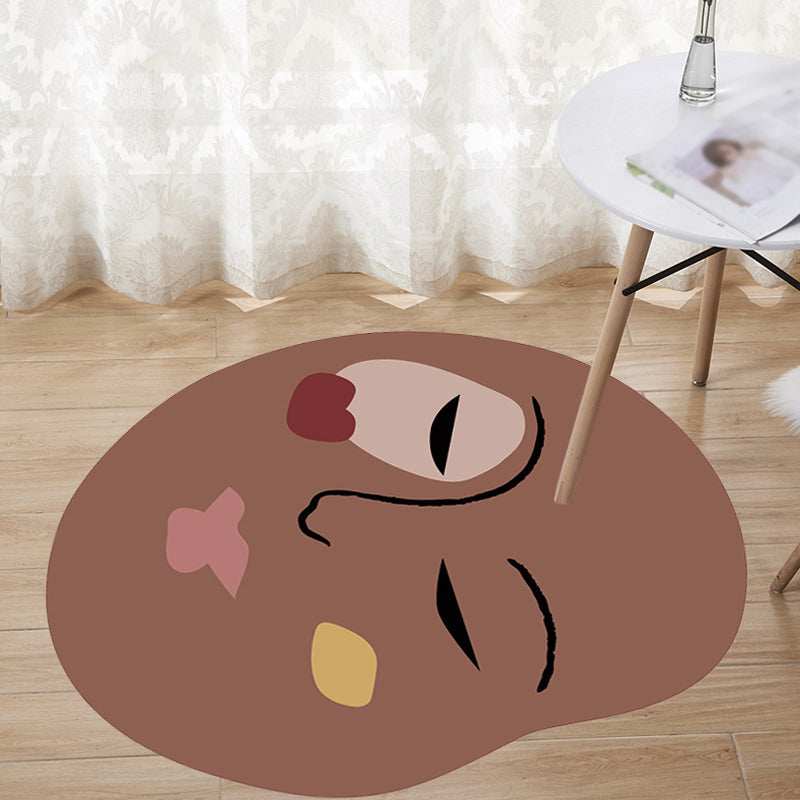 Skorter | Brown irregular bedroom rug novelty abstract painting pattern area rug polyester anti-slip mat rug