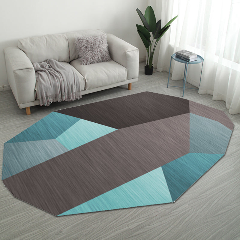 Skorter | Casual Bedroom Irregular Rug in Gray and Ivory Color Block Print Rug Polyester Washable Area Rug
