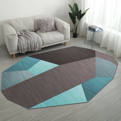 Skorter | Casual Bedroom Irregular Rug in Gray and Ivory Color Block Print Rug Polyester Washable Area Rug
