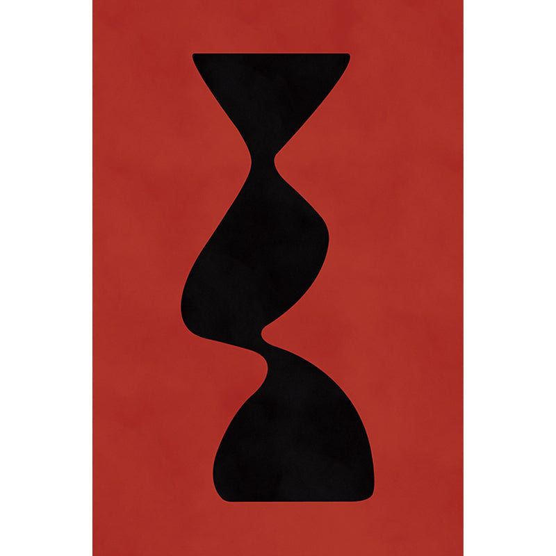 Skorter | Black and Red Abstract Area Rug Polyester Modern Rug Washable Pet Friendly Carpet for Living Room