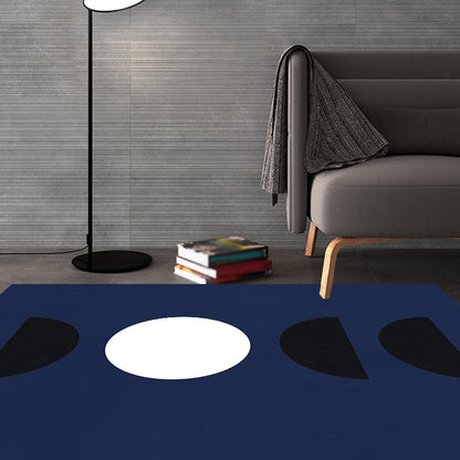 Skorter | Black and Red Abstract Area Rug Polyester Modern Rug Washable Pet Friendly Carpet for Living Room