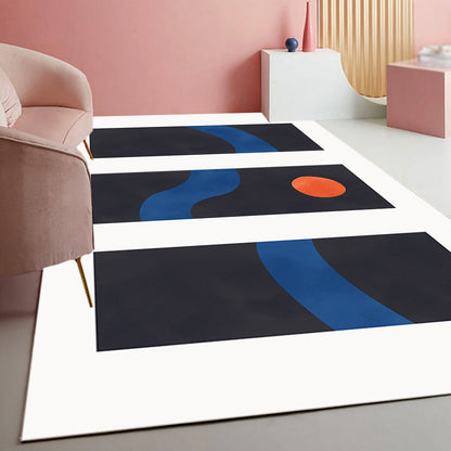 Skorter | Contemporary Abstract Area Rug Multicolor Polyester Washable Dog and Cat Friendly Carpet for Living Room