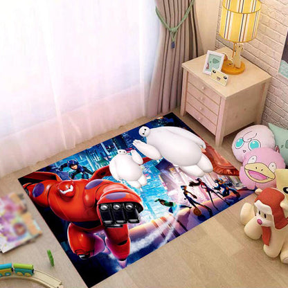 Skorter | Beautiful Cartoon Character Pattern Rug Pink and Green Kids Rug Polyester Pet Friendly Washable Non-Slip Back Area Rug for the Children's Room
