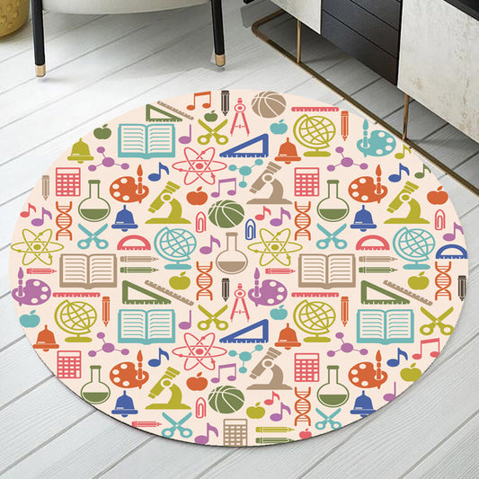 Skorter | Apricot Kids Carpet Polyester Stationary Pattern Carpet Pet Friendly Washable Non-slip Rug For Decoration