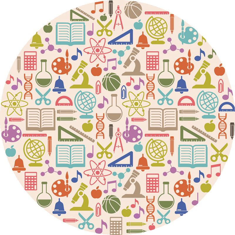 Skorter | Apricot Kids Carpet Polyester Stationary Pattern Carpet Pet Friendly Washable Non-slip Rug For Decoration