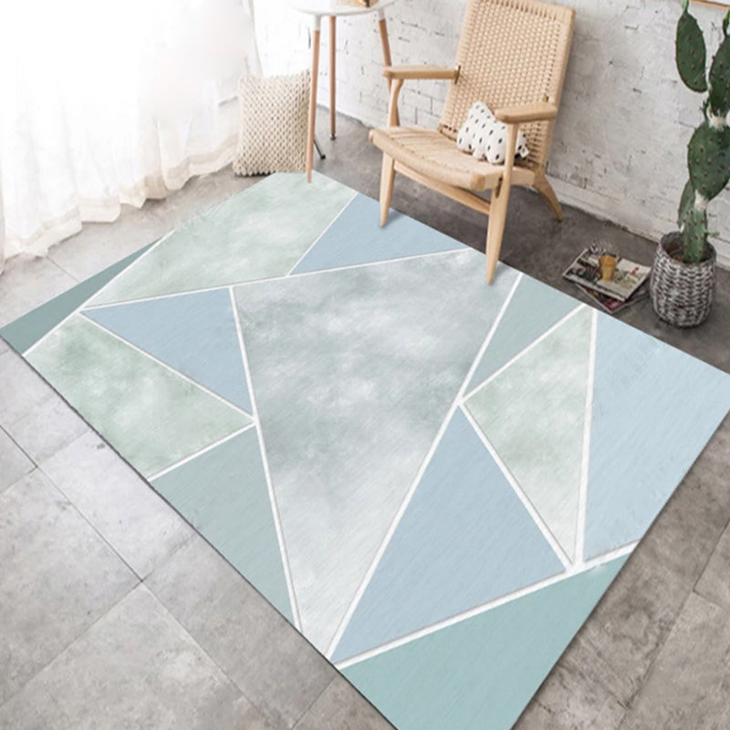 Skorter | Color Block Geometric Living Room Rug Polyester Novelty Abstract Rug Washable Pet Friendly Carpet