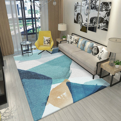 Skorter | Color Block Geometric Living Room Rug Polyester Novelty Abstract Rug Washable Pet Friendly Carpet