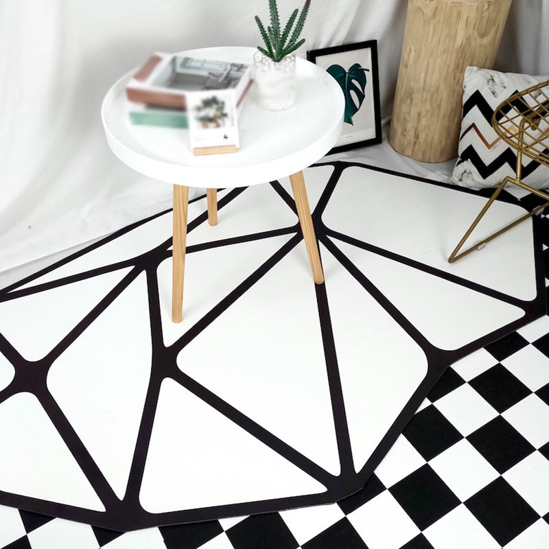 Skorter | Black and White Bedroom Carpet Contemporary Geometric Pattern Rug Leather Pet Friendly Non-Slip Area Rug