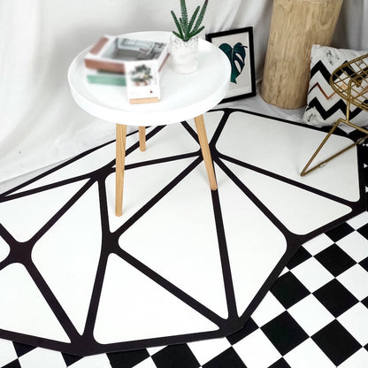 Skorter | Black and White Bedroom Carpet Contemporary Geometric Pattern Rug Leather Pet Friendly Non-Slip Area Rug