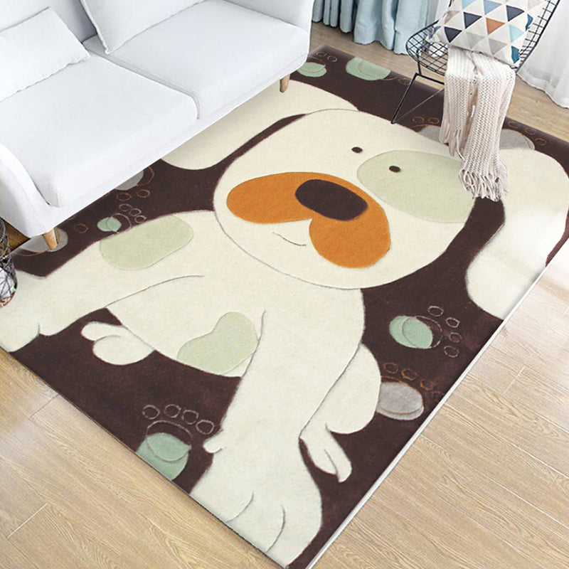 Skorter | Children's Animal Pattern Rug Green Multicolor Polyester Rug Washable Pet-Friendly Non-Slip Rug for the Children's Room