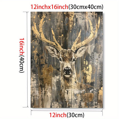 Skorter | Abstract Herten Canvas Art - Modern Rustic Wall Decoration 30.48x40.64 cm