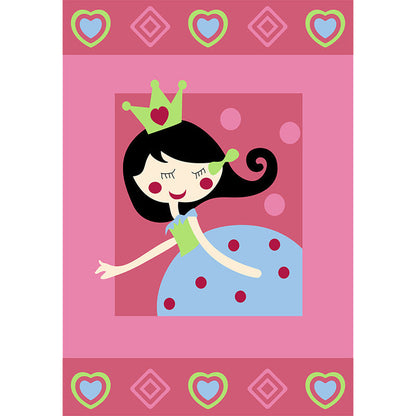 Skorter | Cute Cartoon Character Pattern Rug Pink Kids Rug Polyester Washable Pet Friendly Non-Slip Rug for the Nursery