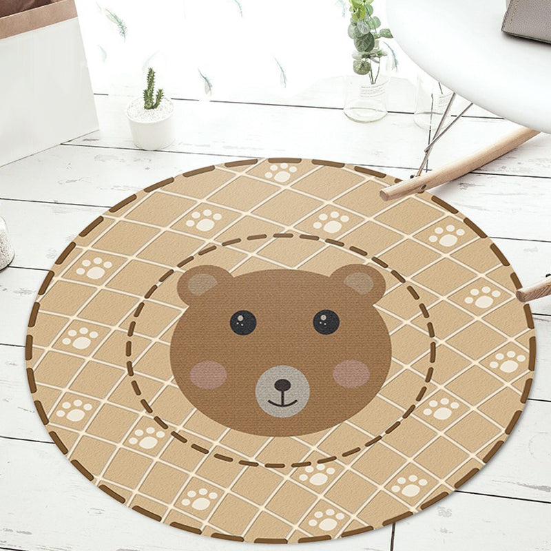 Skorter | Black and Green Children's Carpet Polyester Cartoon Animal and Flower Pattern Rug Pet Friendly Washable Non-Slip Backing Rug for Decoration