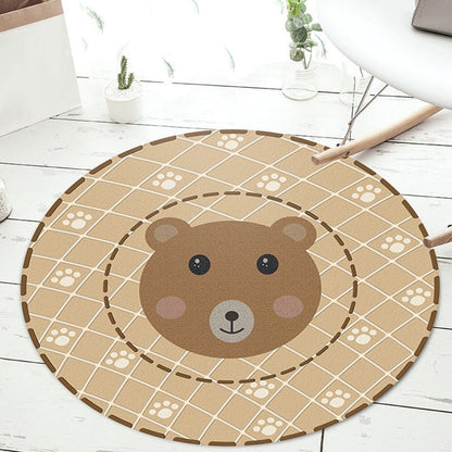 Skorter | Black and Green Children's Carpet Polyester Cartoon Animal and Flower Pattern Rug Pet Friendly Washable Non-Slip Backing Rug for Decoration