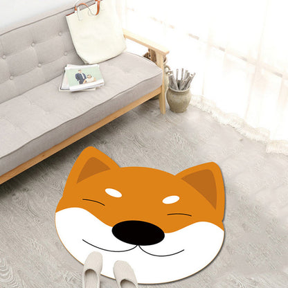 Skorter | Children's Cartoon Animal Pattern Rug Green and Blue Polyester Rug Washable Pet-Friendly Non-Slip Area Rug for the Children's Room