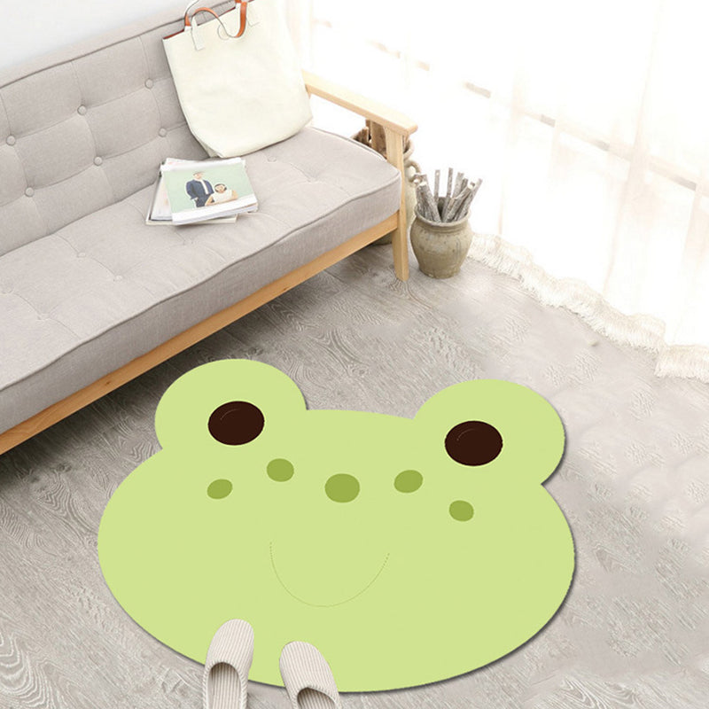 Skorter | Children's Cartoon Animal Pattern Rug Green and Blue Polyester Rug Washable Pet-Friendly Non-Slip Area Rug for the Children's Room