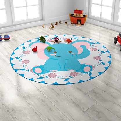 Skorter | Cute Cartoon Animal Pattern Rug Multicolor Children's Rug Polyester Washable Pet-Friendly Non-Slip Carpet for Kids' Room