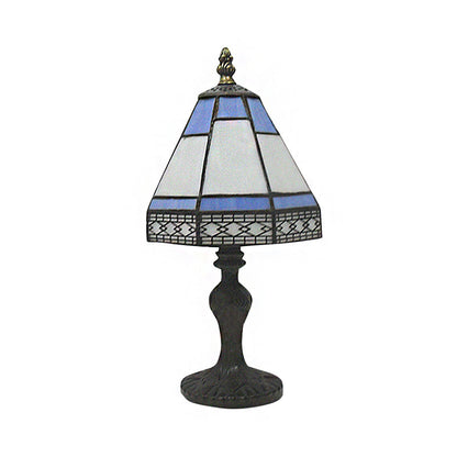 Skorter | Tiffany Table Lamp - Beige/Blue Pagoda Style Bed Lamp