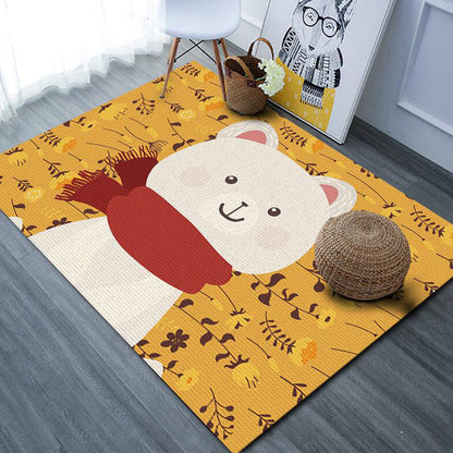 Skorter | Beautiful cartoon animal pattern rug with fish Multicolored children's rug Polyester Washable Pet-friendly non-slip rug for the children's room