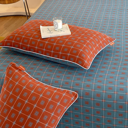 Skorter | Cotton Gauze Plaid & Square Breathable Bedding