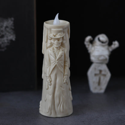 Skorter | Spooky LED Candelabra Set: Glowing Skull Bride & Groom - Perfect for Halloween and Party Decorations
