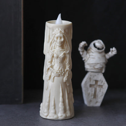 Skorter | Spooky LED Candelabra Set: Glowing Skull Bride & Groom - Perfect for Halloween and Party Decorations
