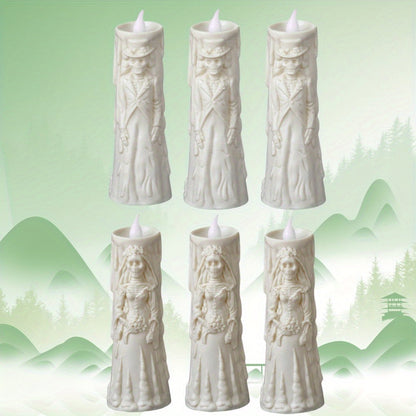Skorter | Spooky LED Candelabra Set: Glowing Skull Bride & Groom - Perfect for Halloween and Party Decorations