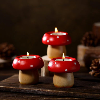 Skorter | 3 pcs wooden mushroom tea pockets - Cute decoration for table decor