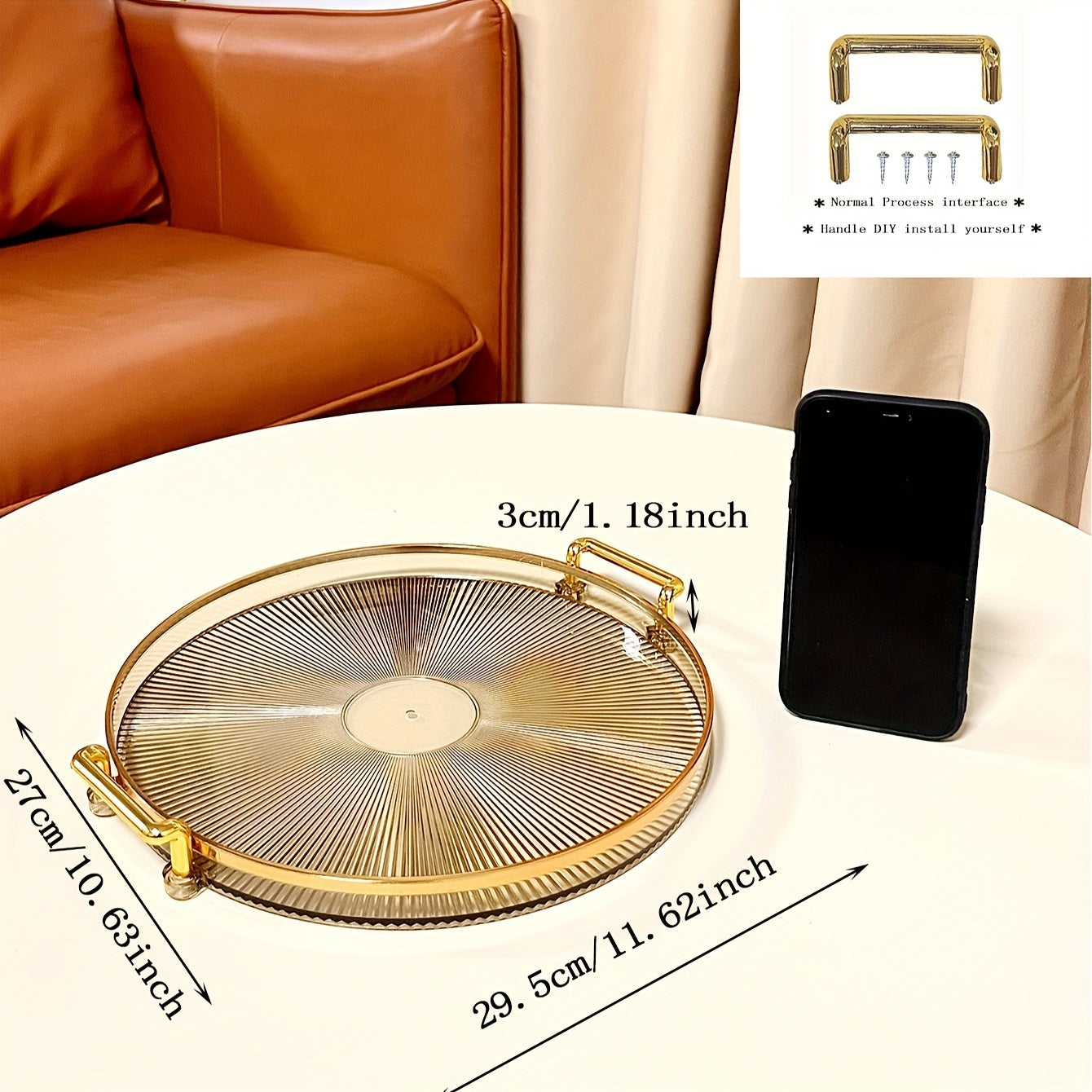 Skorter | AcrylicTray - Acrylic serving bowl with gold handle | For dessert and snacks