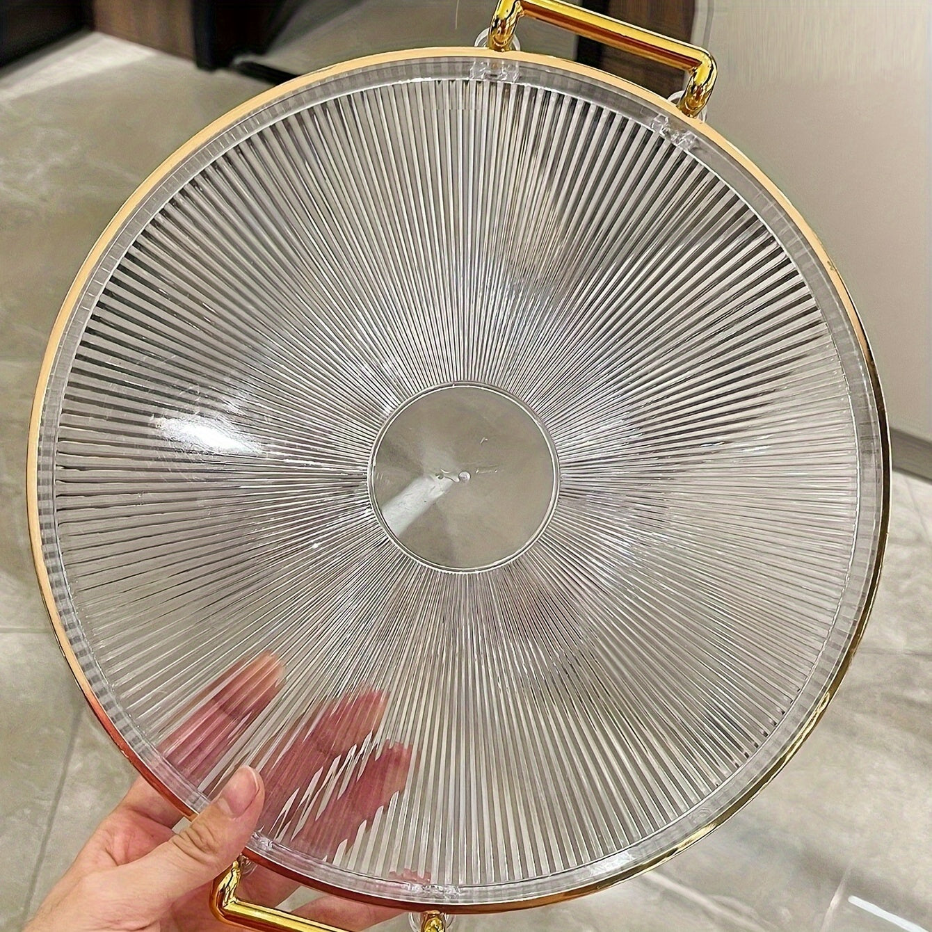 Skorter | AcrylicTray - Acrylic serving bowl with gold handle | For dessert and snacks