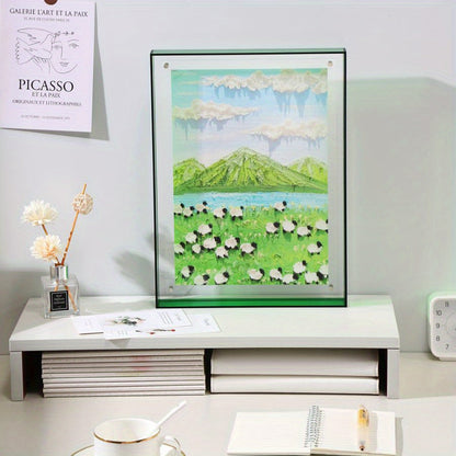 Skorter | 1 pcs Vertical Acrylic Picture Box - Transparent Double-sided Picture Frame in Art Deco Style, Suitable for Wall and Table Decoration
