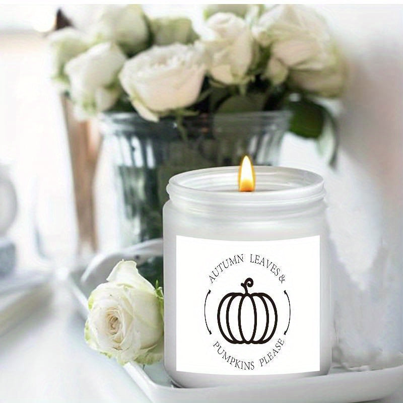 Skorter | Autumn Leaves & Pumpkin Scented Candle - Glass Jar with Lid, Seasonal Aromatherapy Without Electricity