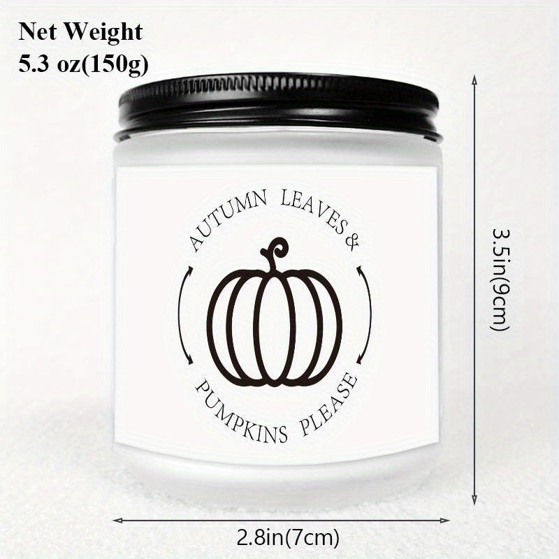 Skorter | Autumn Leaves & Pumpkin Scented Candle - Glass Jar with Lid, Seasonal Aromatherapy Without Electricity