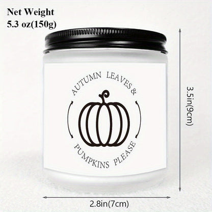 Skorter | Autumn Leaves & Pumpkin Scented Candle - Glass Jar with Lid, Seasonal Aromatherapy Without Electricity