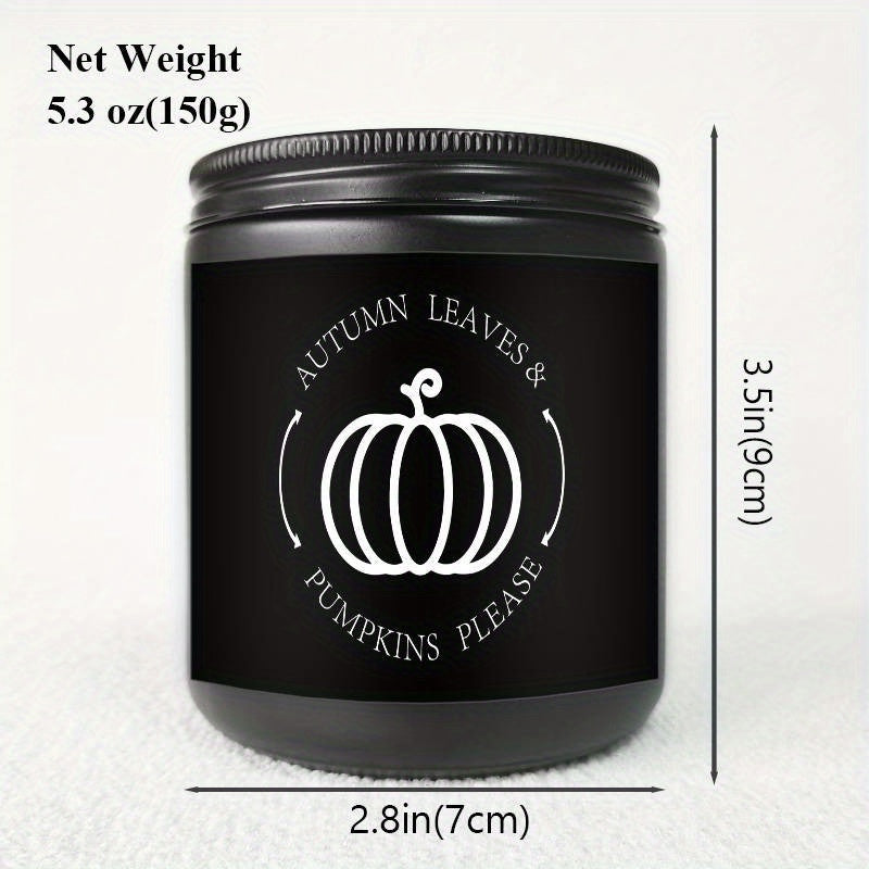 Skorter | Autumn Leaves & Pumpkin Scented Candle - Glass Jar with Lid, Seasonal Aromatherapy Without Electricity