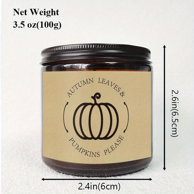 Skorter | Autumn Leaves & Pumpkin Scented Candle - Glass Jar with Lid, Seasonal Aromatherapy Without Electricity