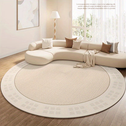 Skorter | Elegant Cream Round Rug - Soft, Non-Slip, Machine Washable - Perfect for Living Room, Bedroom, and Home Office