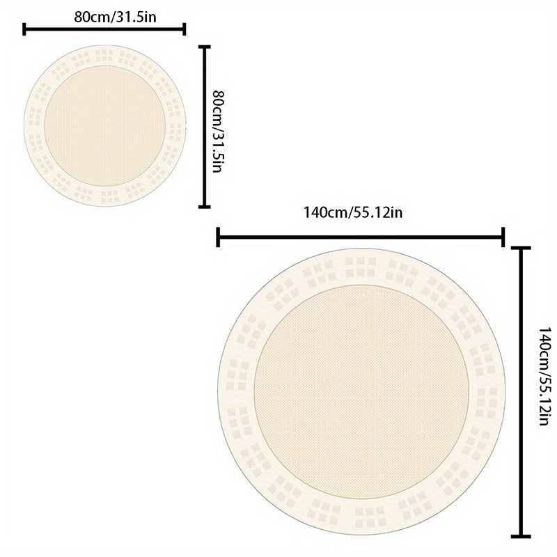 Skorter | Elegant Cream Round Rug - Soft, Non-Slip, Machine Washable - Perfect for Living Room, Bedroom, and Home Office