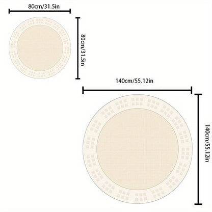 Skorter | Elegant Cream Round Rug - Soft, Non-Slip, Machine Washable - Perfect for Living Room, Bedroom, and Home Office