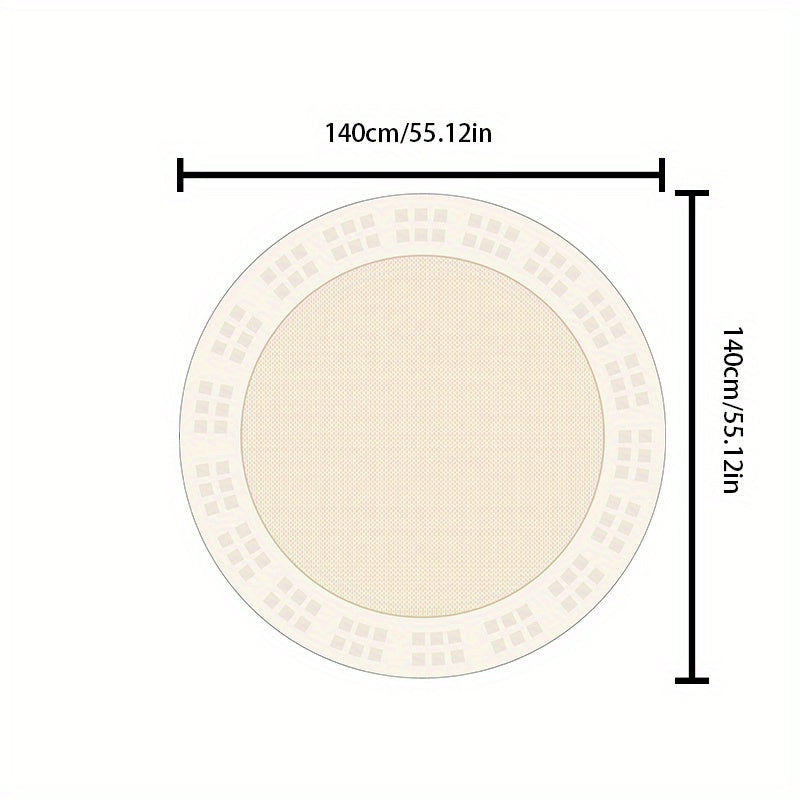 Skorter | Elegant Cream Round Rug - Soft, Non-Slip, Machine Washable - Perfect for Living Room, Bedroom, and Home Office